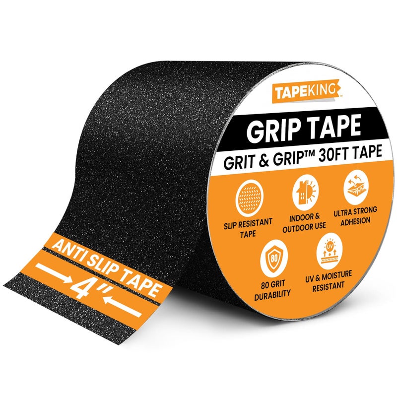 Tape King Anti-Slip Tape, 4"x30' Roll - Indoor/Outdoor Safety Traction for Stairs, Steps, Ramps, Treads - Image 1
